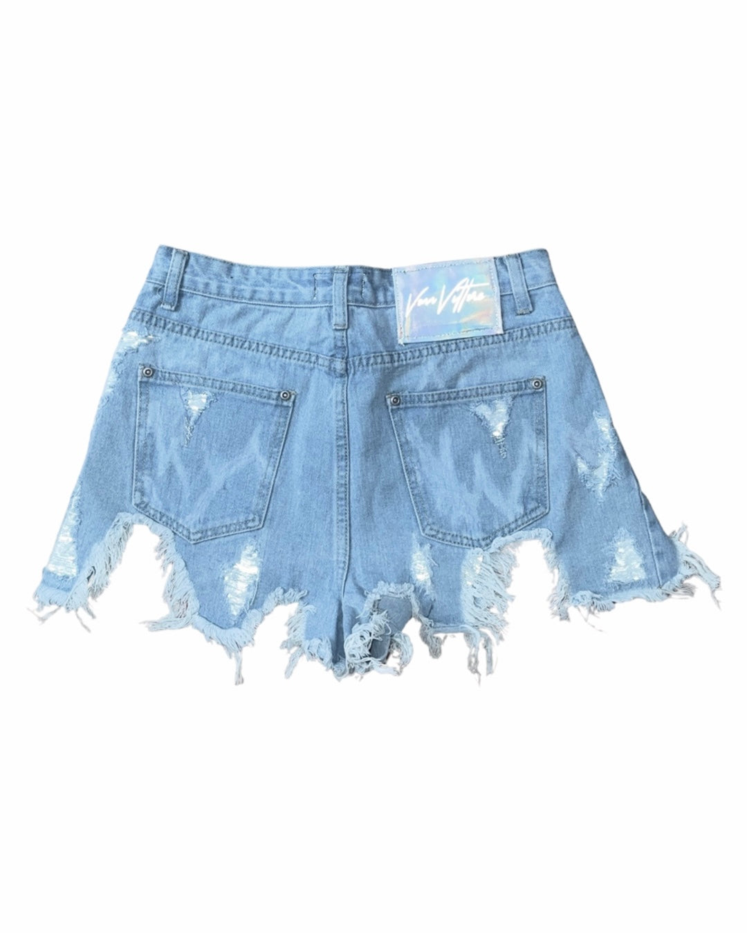Vonn Vittore Reflective Distressed Denim Shorts 1 Of 1