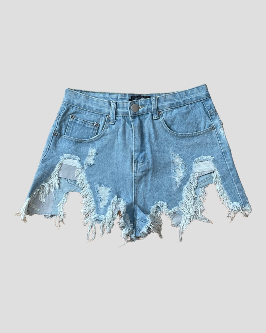Reflective Distressed Denim Shorts