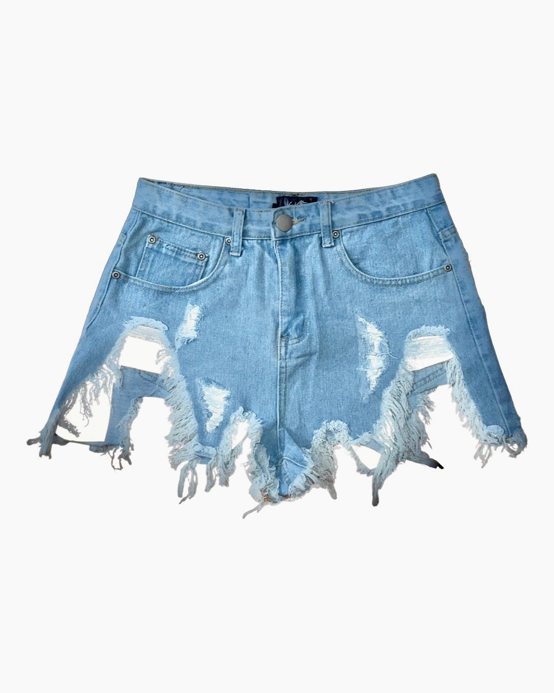 Reflective Distressed Denim Shorts
