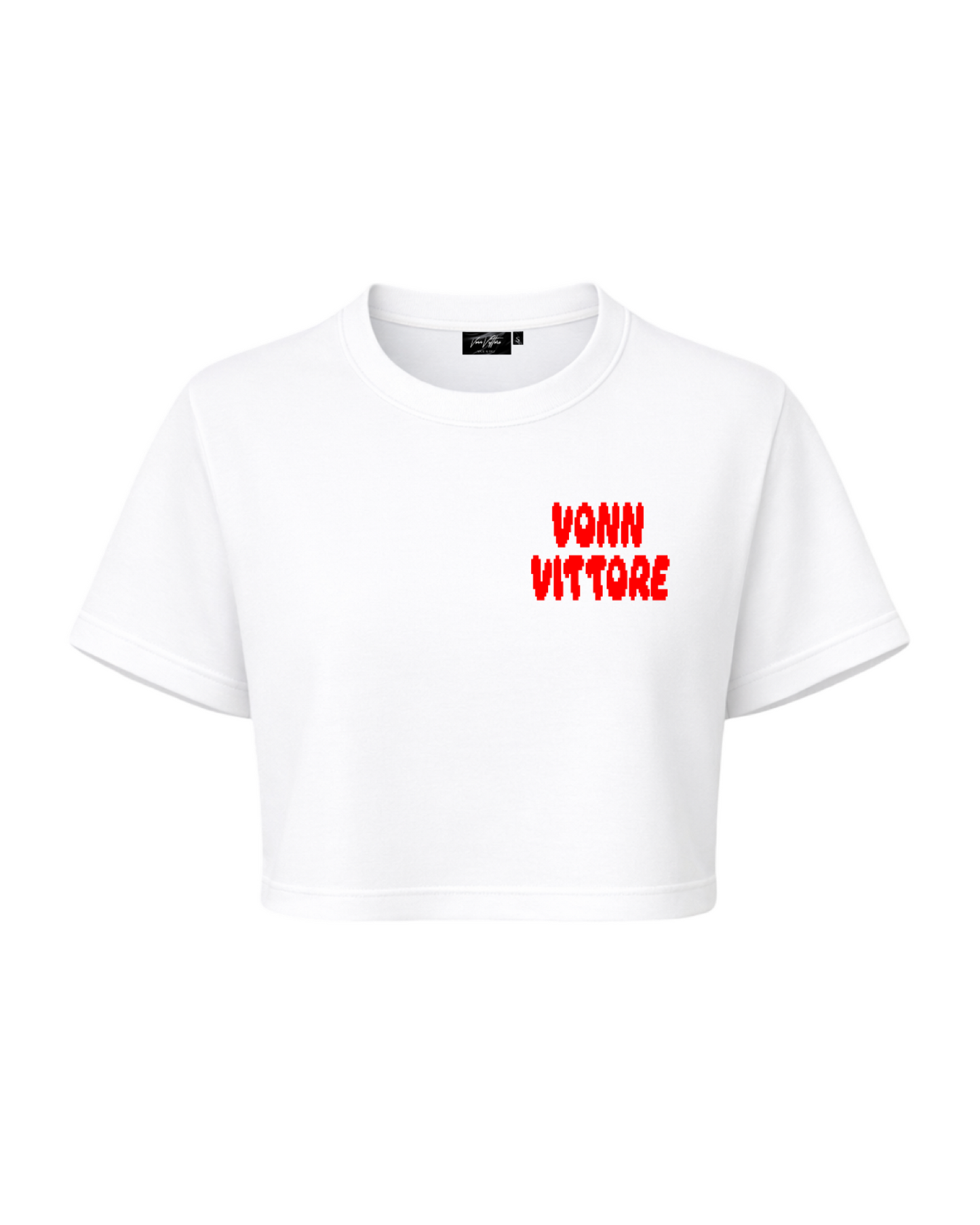 Vonn Vittore Vittore Red Pixel Crew Neck Crop Top