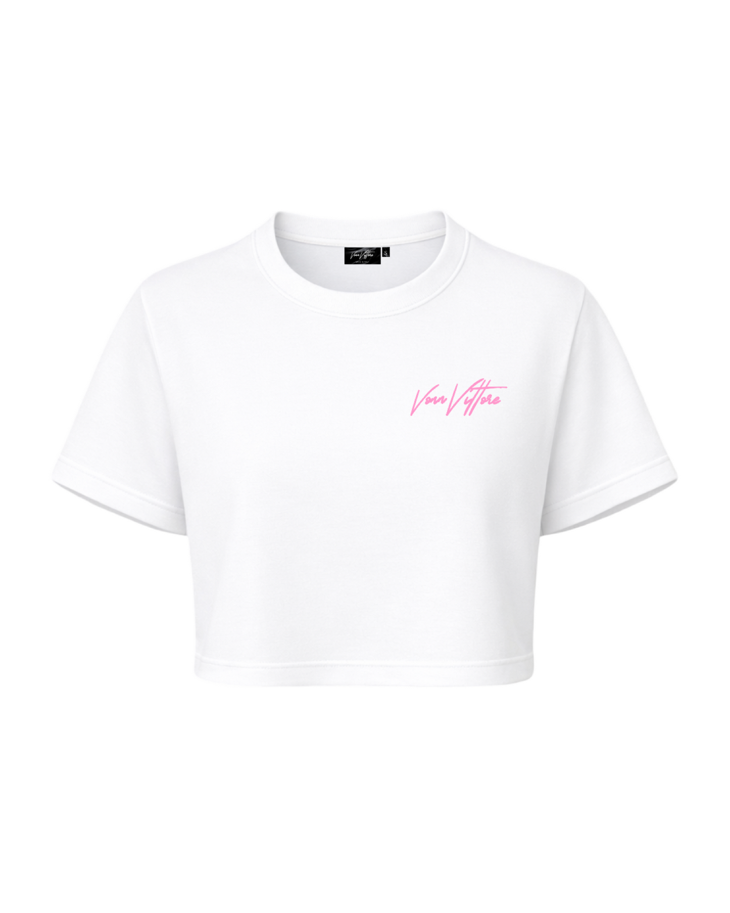 Vonn Vittore Vittore Pink Signature Crew Neck Crop Top