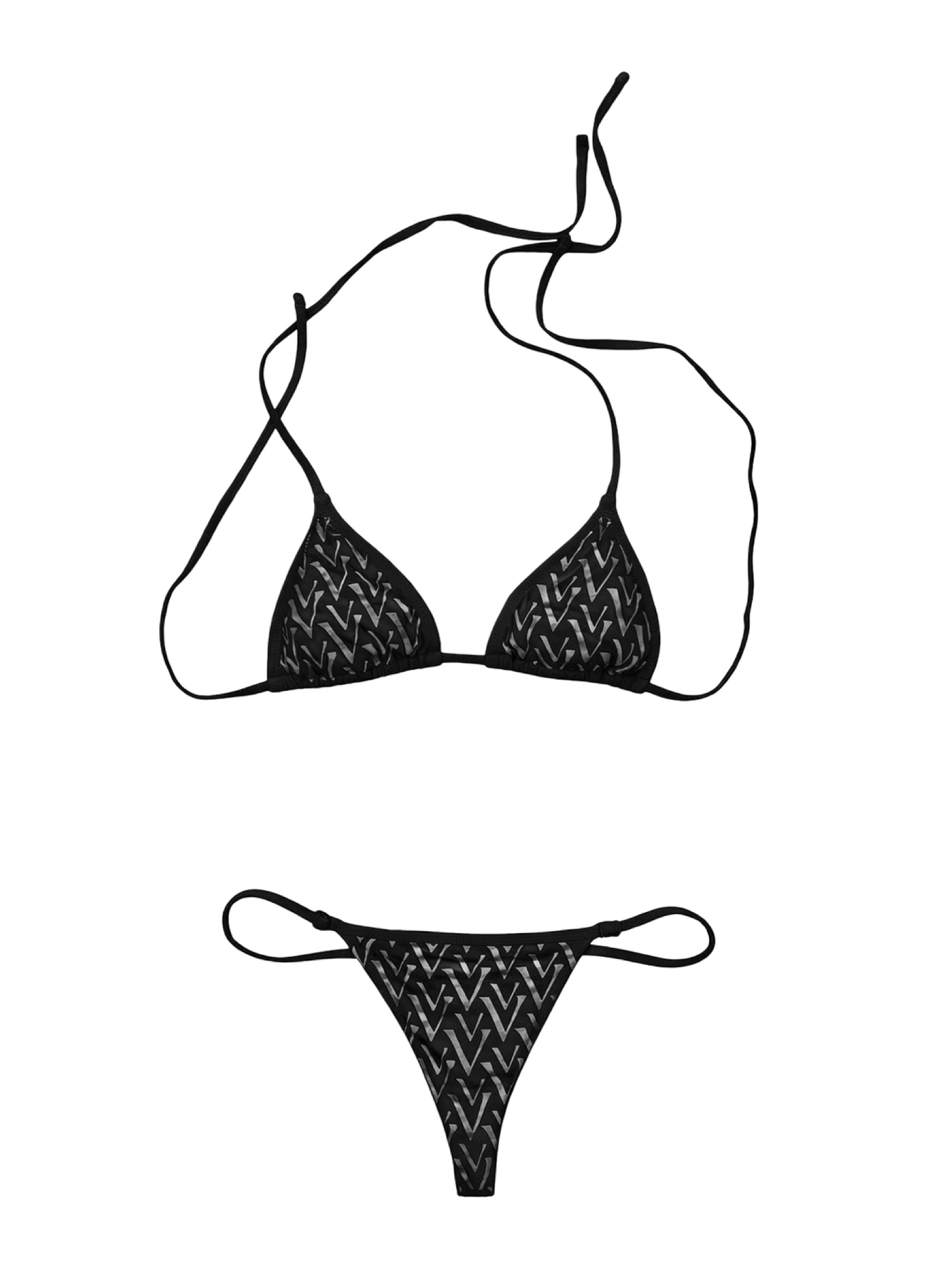 Vonn Vittore Reflective Monogram Bikini -  Black