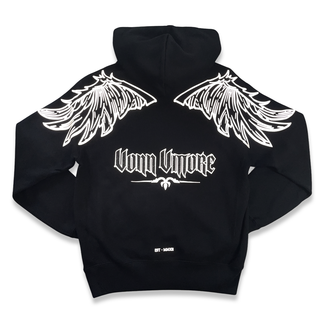 ANGEL WING HOODIE BLACK/SILVER REFLECTIVE