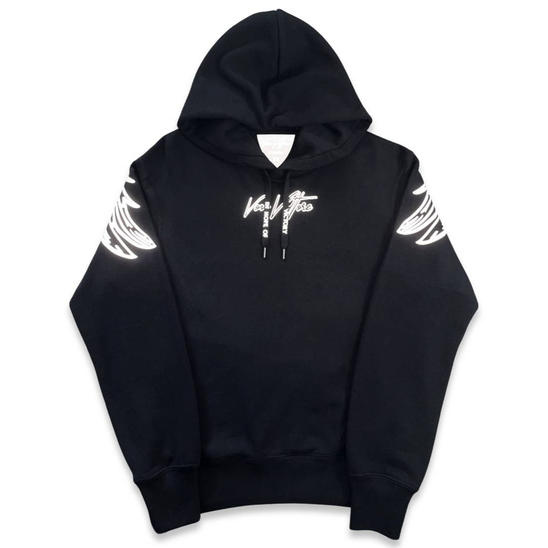 ANGEL WING HOODIE BLACK/SILVER REFLECTIVE