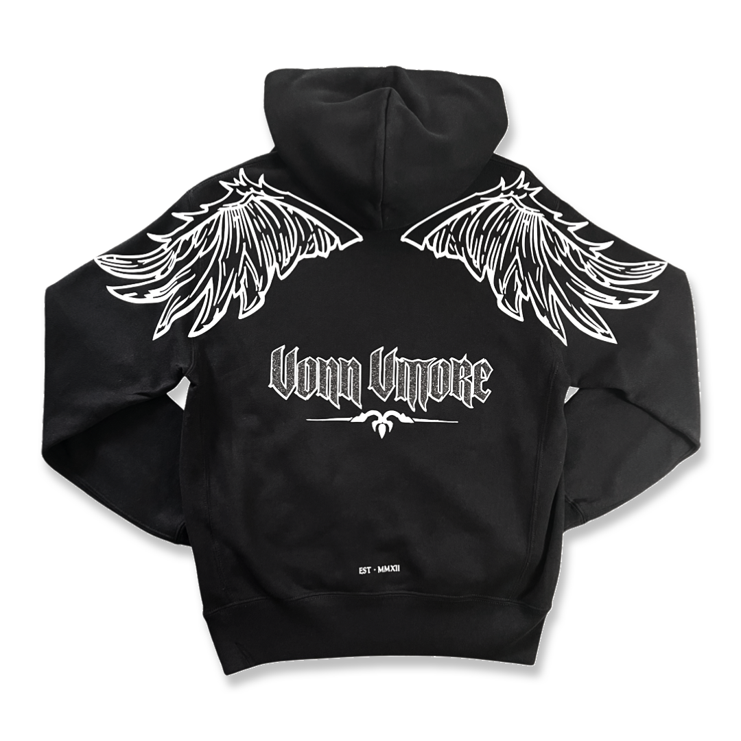 ANGEL WING HOODIE BLACK/SILVER REFLECTIVE